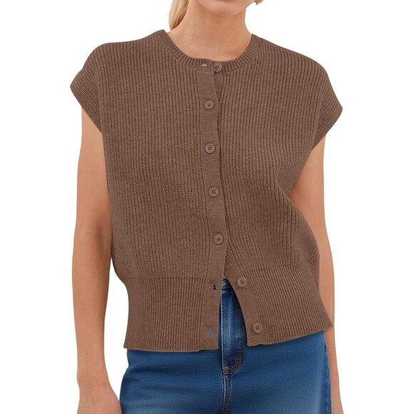 Tops - Women Sweater Vest Knitted Tank Top Large Sleeveless Business Casual